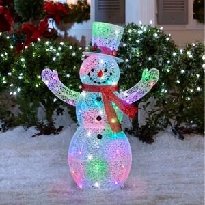 Orchestra of Lights Crystal Swirl Snowman 48 Inch LED Color Change Holiday Decor